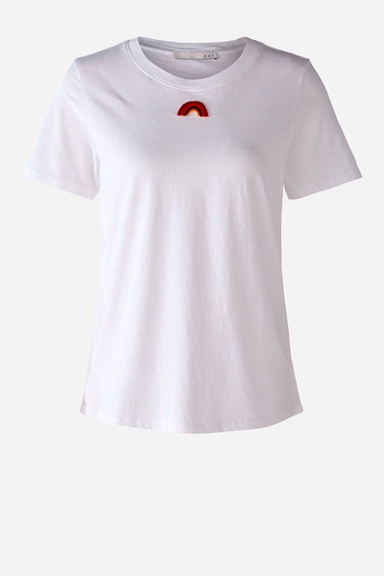 T-Shirt in Baumwolle mit Stickerei