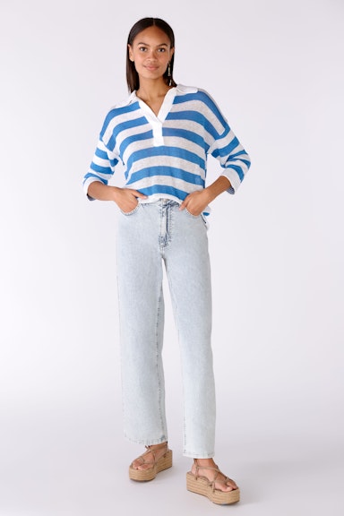 Bild 1 von Knitted jumper 100% linen in white blue | Oui