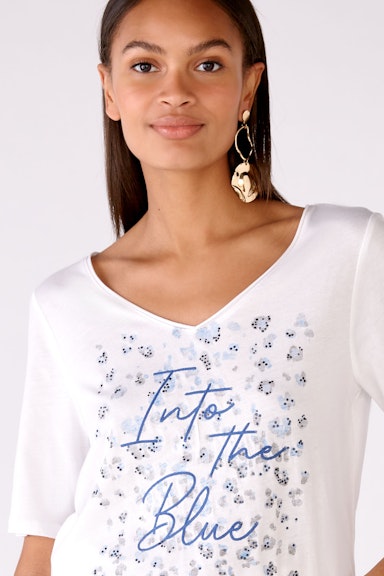 Bild 4 von T-Shirt mit Stickerei und Strasssteinchen in optic white | Oui