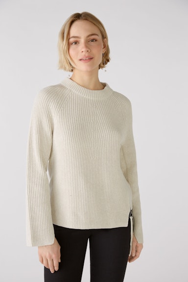 Bild 2 von RUBI Pullover mit Reißverschluss, in reiner Baumwolle in offwhite melang | Oui