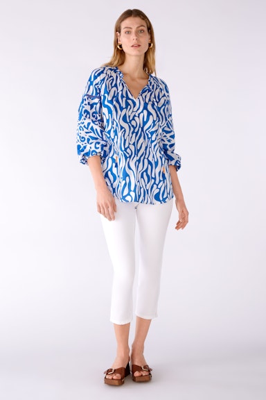 Bild 1 von Tunic blouse 100% cotton voile in blue white | Oui