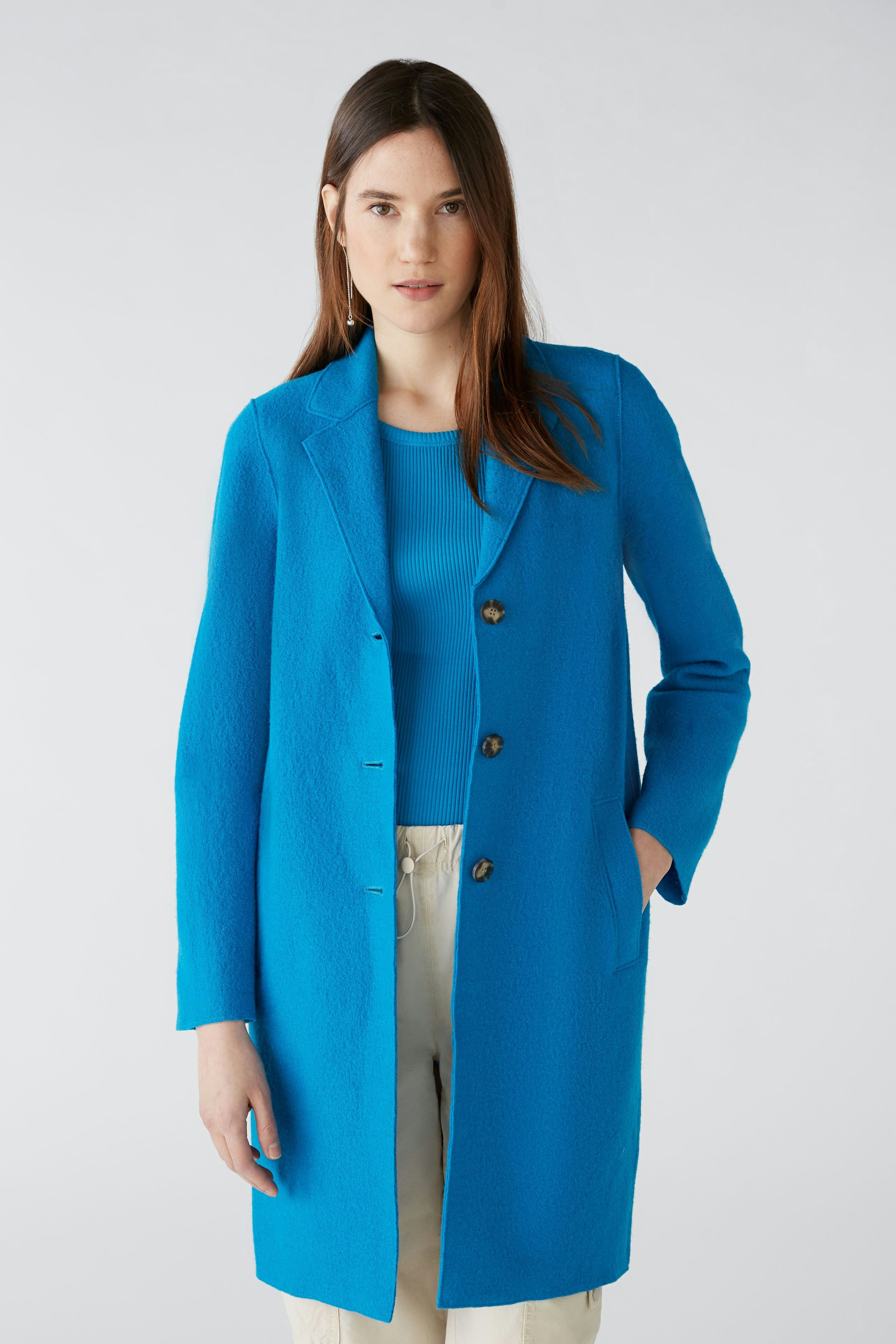 Blue boiled sales wool coat