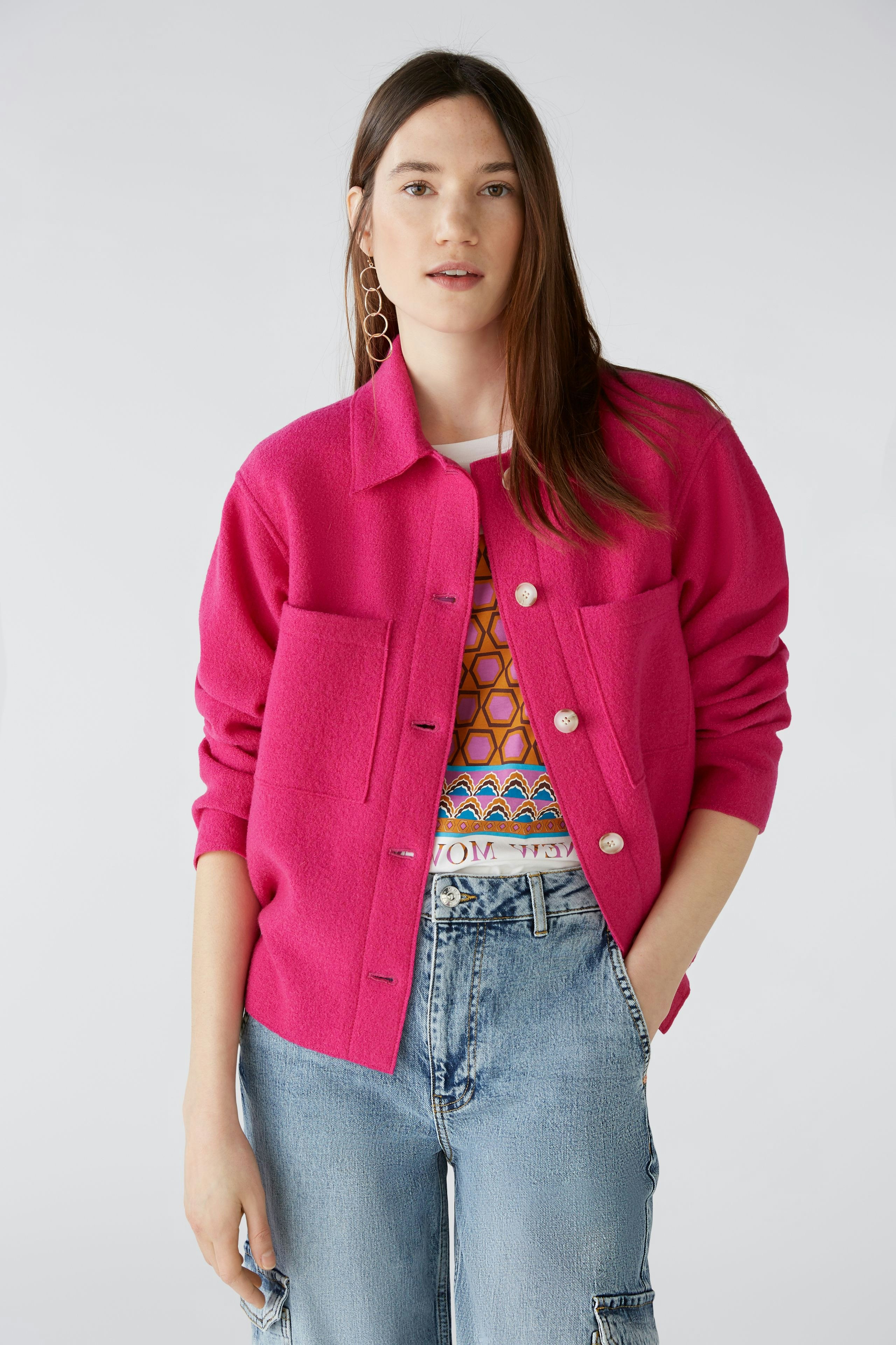 Pink boiled wool discount jacket