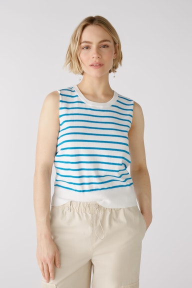 Bild 2 von Jumper without sleeves with 80% organic cotton in white blue | Oui