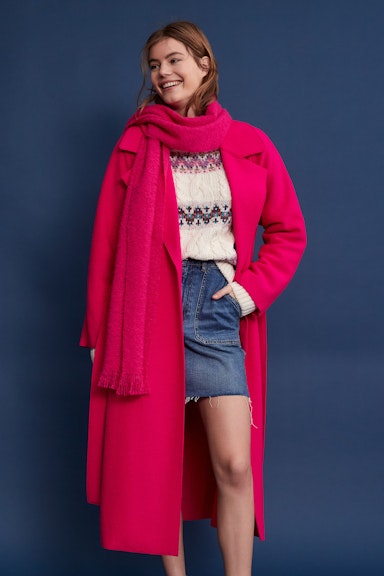 Bild 6 von Double breasted coat italian virgin wool in dark pink | Oui