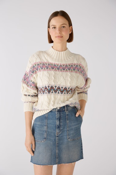 Bild 2 von Jumper exciting yarn and knit mix in white camel | Oui