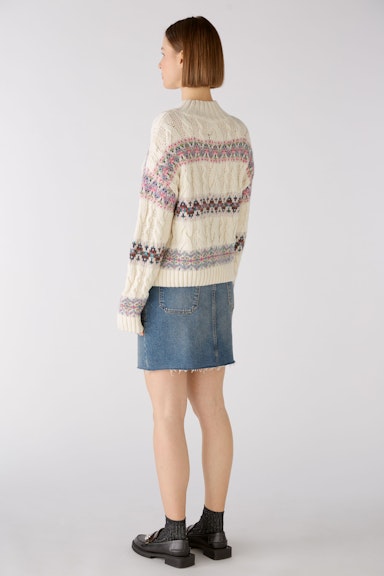 Bild 3 von Jumper exciting yarn and knit mix in white camel | Oui