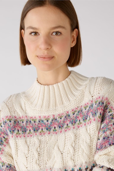 Bild 4 von Jumper exciting yarn and knit mix in white camel | Oui
