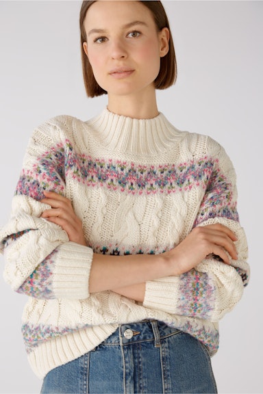 Bild 5 von Jumper exciting yarn and knit mix in white camel | Oui