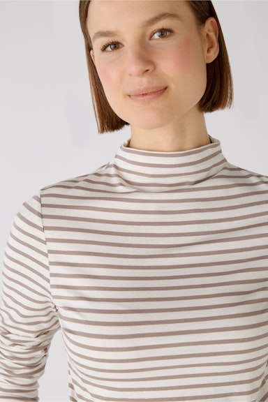 Bild 4 von Long-sleeved shirt elastic cotton-/modal quality in white brown | Oui