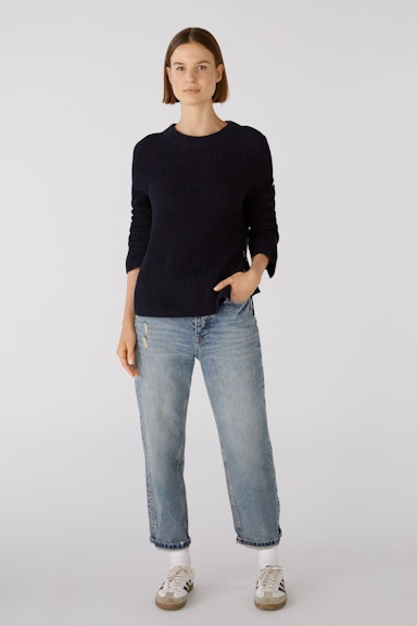 Bild 1 von RUBI Pullover mit Reißverschluss, in reiner Baumwolle in darkblue | Oui