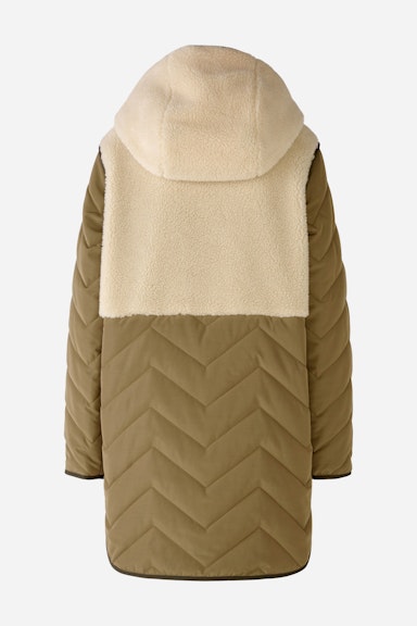 Bild 9 von Outdoor Parka quilted coat with faux shearling trim in green stone | Oui