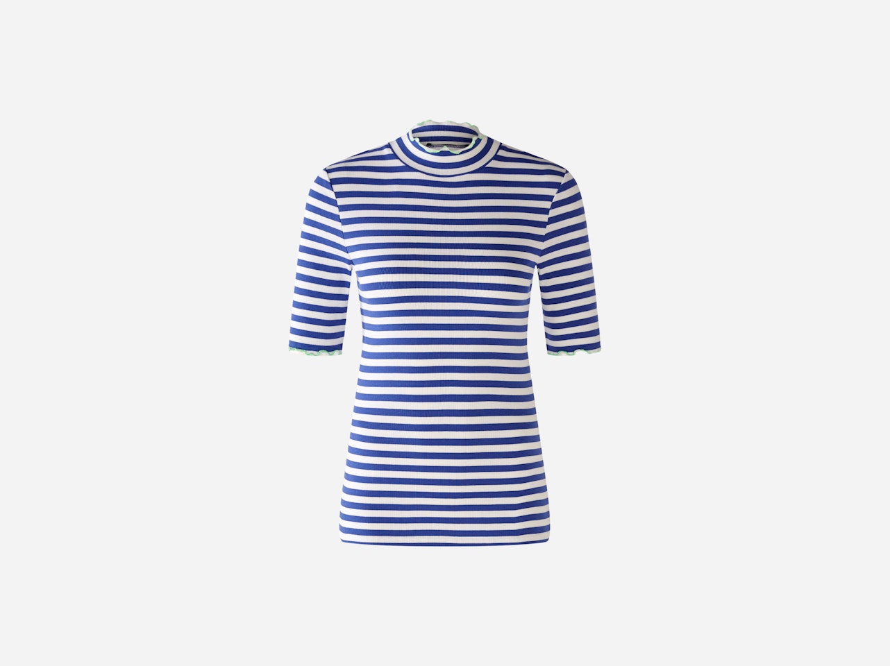 Bild 1 von Stand-up collar shirt elastic cotton in white blue | Oui