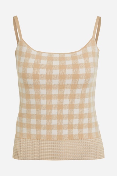 Bild 8 von Knitted top in a checked pattern in white camel | Oui