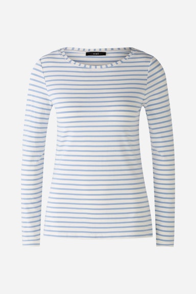 Bild 7 von SUMIKO Long-sleeved shirt elasticated cotton-modal blend in white blue | Oui