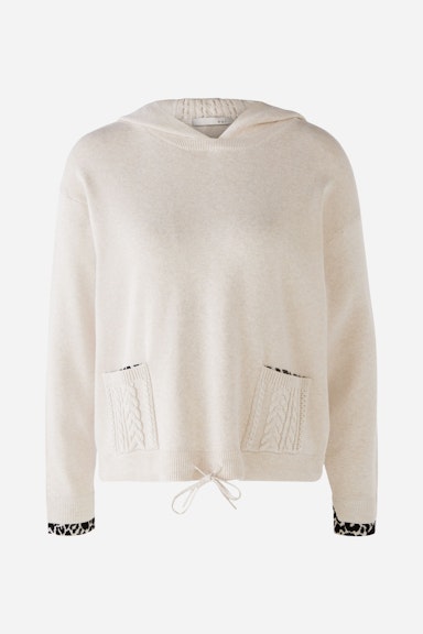 Bild 8 von Knitted hoodie with cable knit details in white black | Oui