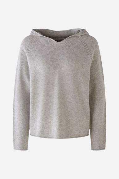 Bild 6 von Knitted jumper with hood in light grey | Oui