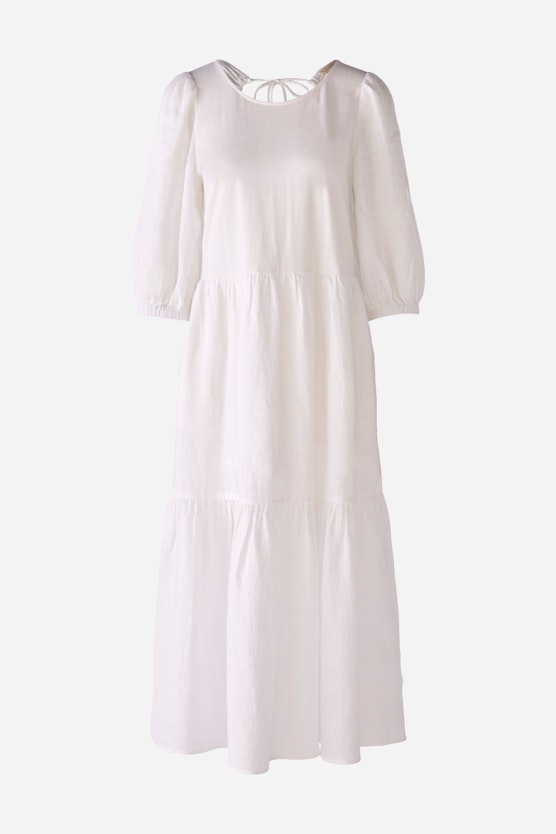 Maxi linen dress with jersey patch