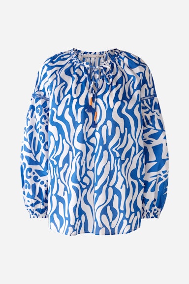 Bild 8 von Tunic blouse 100% cotton voile in blue white | Oui