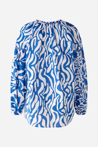 Bild 9 von Tunic blouse 100% cotton voile in blue white | Oui