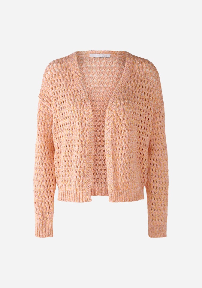 Bild 6 von Cardigan in cotton yarn with a moulinised look in rose orange | Oui