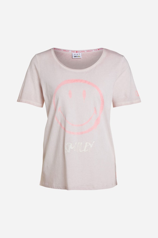 T-Shirt Oui x Smiley® mit Smiley-Motiv