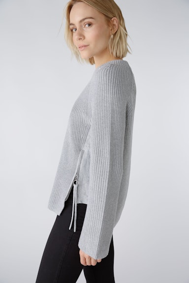 Bild 1 von RUBI Pullover mit Reißverschluss, in reiner Baumwolle in light grey | Oui