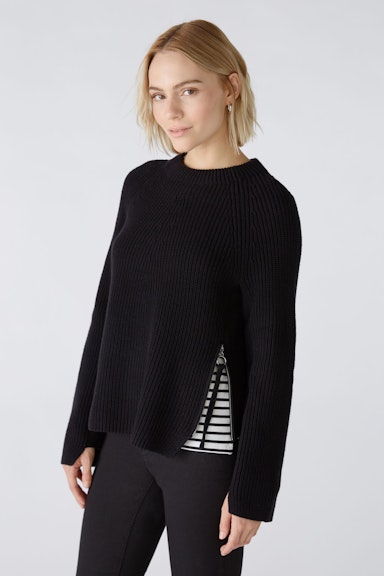 Bild 3 von RUBI Pullover mit Reißverschluss, in reiner Baumwolle in black | Oui