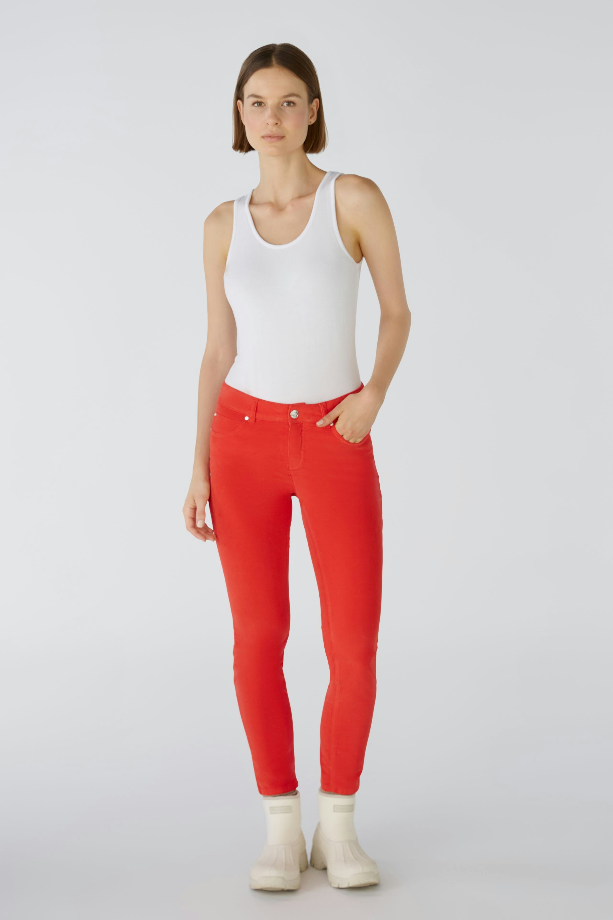 Red best sale cropped jeggings