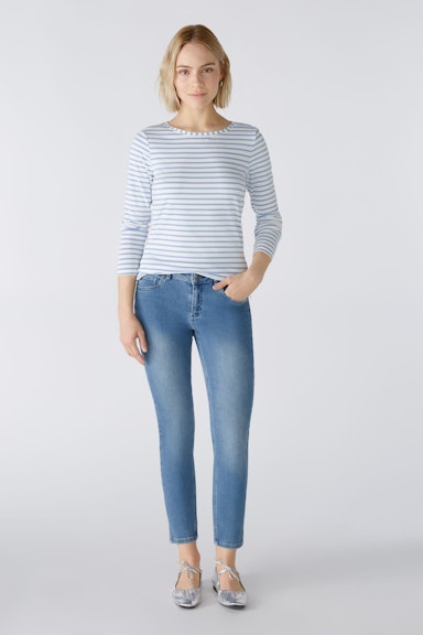 Bild 2 von SUMIKO Long-sleeved shirt elasticated cotton-modal blend in white blue | Oui