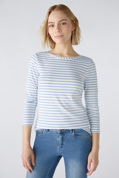 Bild 3 von SUMIKO Long-sleeved shirt elasticated cotton-modal blend in white blue | Oui