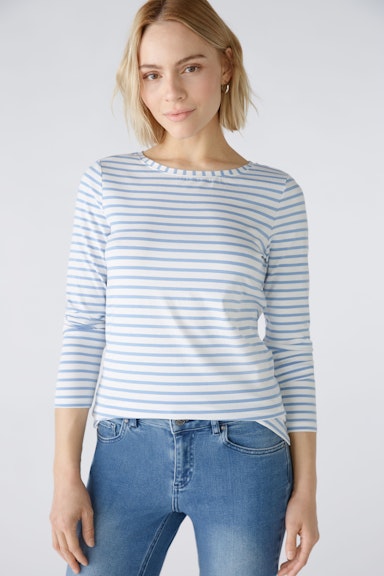 Bild 6 von SUMIKO Long-sleeved shirt elasticated cotton-modal blend in white blue | Oui