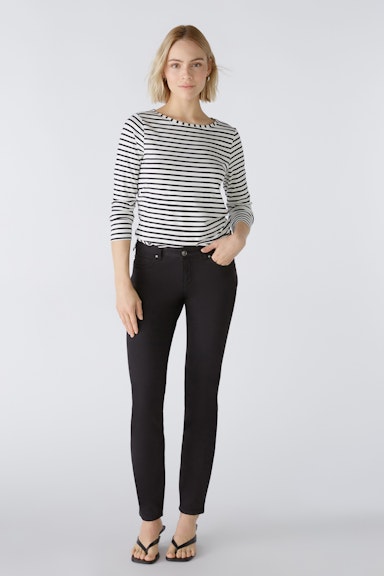 Bild 2 von SUMIKO Long-sleeved shirt elasticated cotton-modal blend in black offwhite | Oui