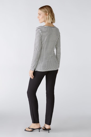 Bild 4 von SUMIKO Long-sleeved shirt elasticated cotton-modal blend in black offwhite | Oui