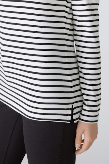 Bild 5 von SUMIKO Long-sleeved shirt elasticated cotton-modal blend in black offwhite | Oui