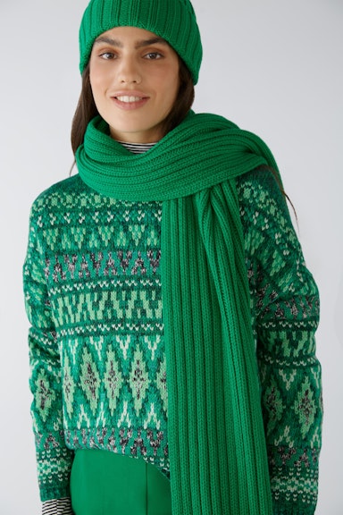 Bild 2 von Knitted scarf cotton blend in green | Oui
