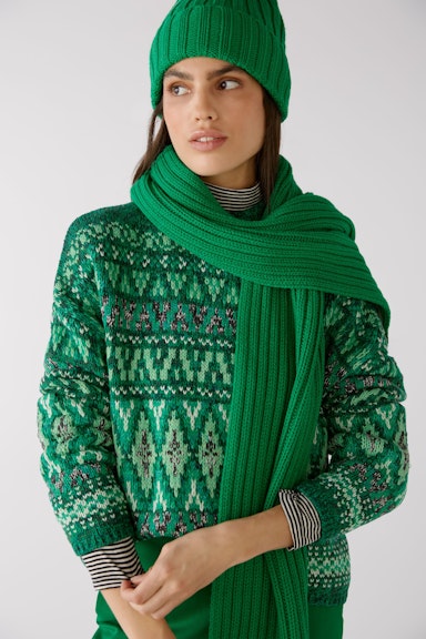 Bild 3 von Knitted scarf cotton blend in green | Oui