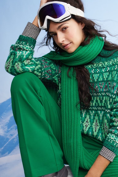 Bild 4 von Knitted scarf cotton blend in green | Oui