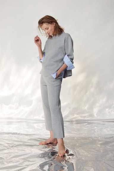 Bild 7 von Knitted trousers baumoll mixture in light grey | Oui
