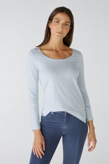 Bild 1 von Long-sleeved shirt cotton-modal blend in white blue | Oui