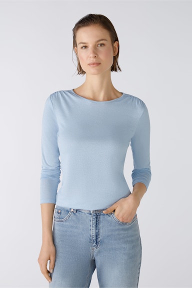 Bild 3 von Long-sleeved shirt viscose glossy blend in sky blue | Oui