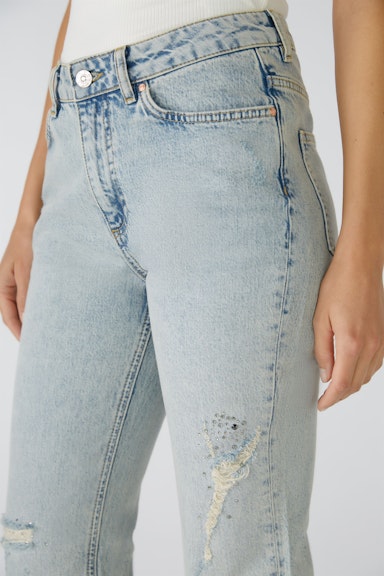 Bild 4 von Jeans TAPPERED FIT Mid waist , cropped in blue denim | Oui