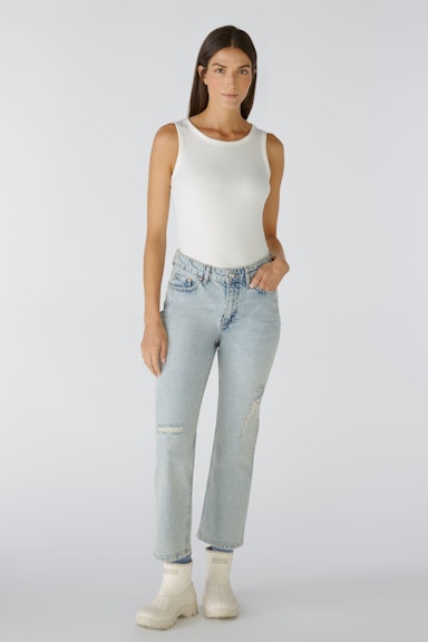 Bild 6 von TAPPERED FIT jeans mid waist , cropped in blue denim | Oui