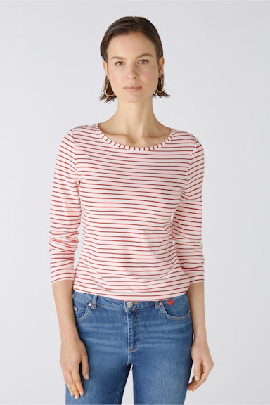 Bild 2 von SUMIKO Long-sleeved shirt elasticated cotton-modal blend in white red | Oui