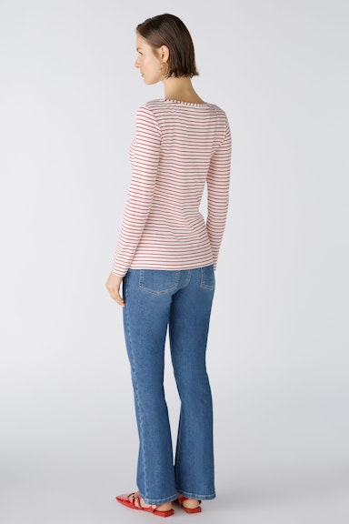 Bild 3 von SUMIKO Long-sleeved shirt elasticated cotton-modal blend in white red | Oui
