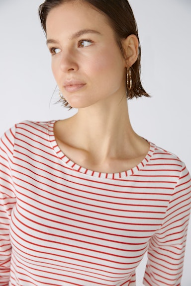 Bild 4 von SUMIKO Long-sleeved shirt elasticated cotton-modal blend in white red | Oui
