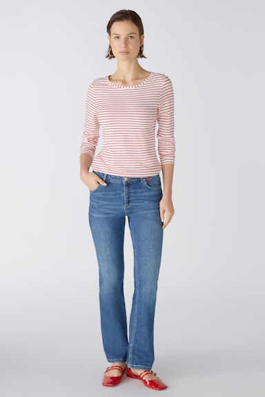 Bild 1 von SUMIKO Long-sleeved shirt elasticated cotton-modal blend in white red | Oui