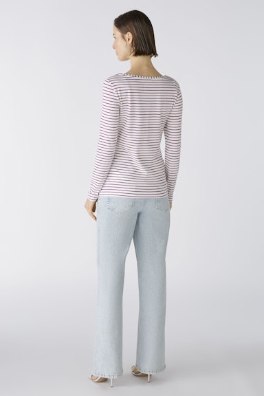 Bild 3 von SUMIKO Long-sleeved shirt elasticated cotton-modal blend in white violett | Oui