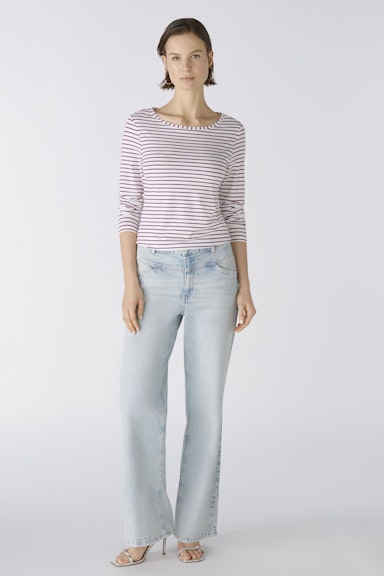 Bild 1 von SUMIKO Langarmshirt elastische Cotton-Modalmischung in white violett | Oui