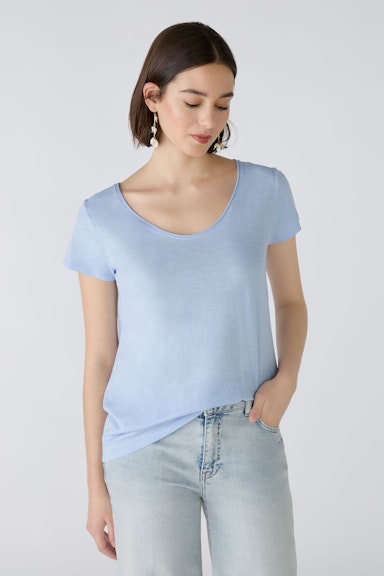 Bild 1 von T-shirt cotton viscose blend in light blue | Oui